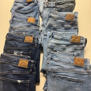 American Eagle Outfitters Women's Mixed Blue Skinny Jeans Bundle
